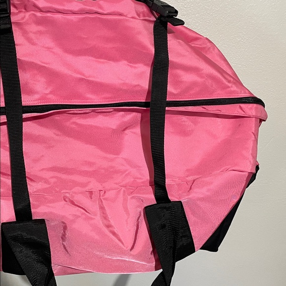 L.L.Bean Pink Black Travel Sports Bag Nylon Gym Duffel - Picture 9 of 15